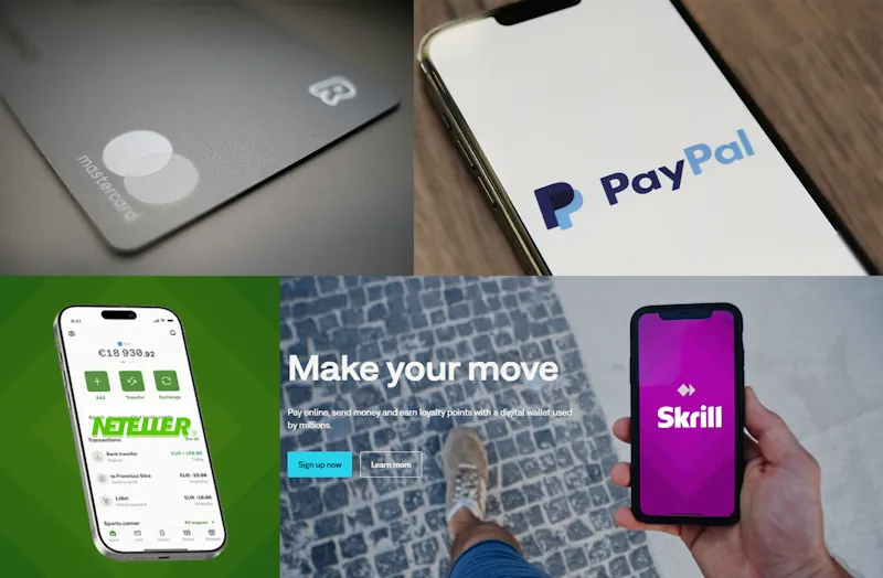 Bank cards and e-wallets PayPal and Skrill and Neteller Banner